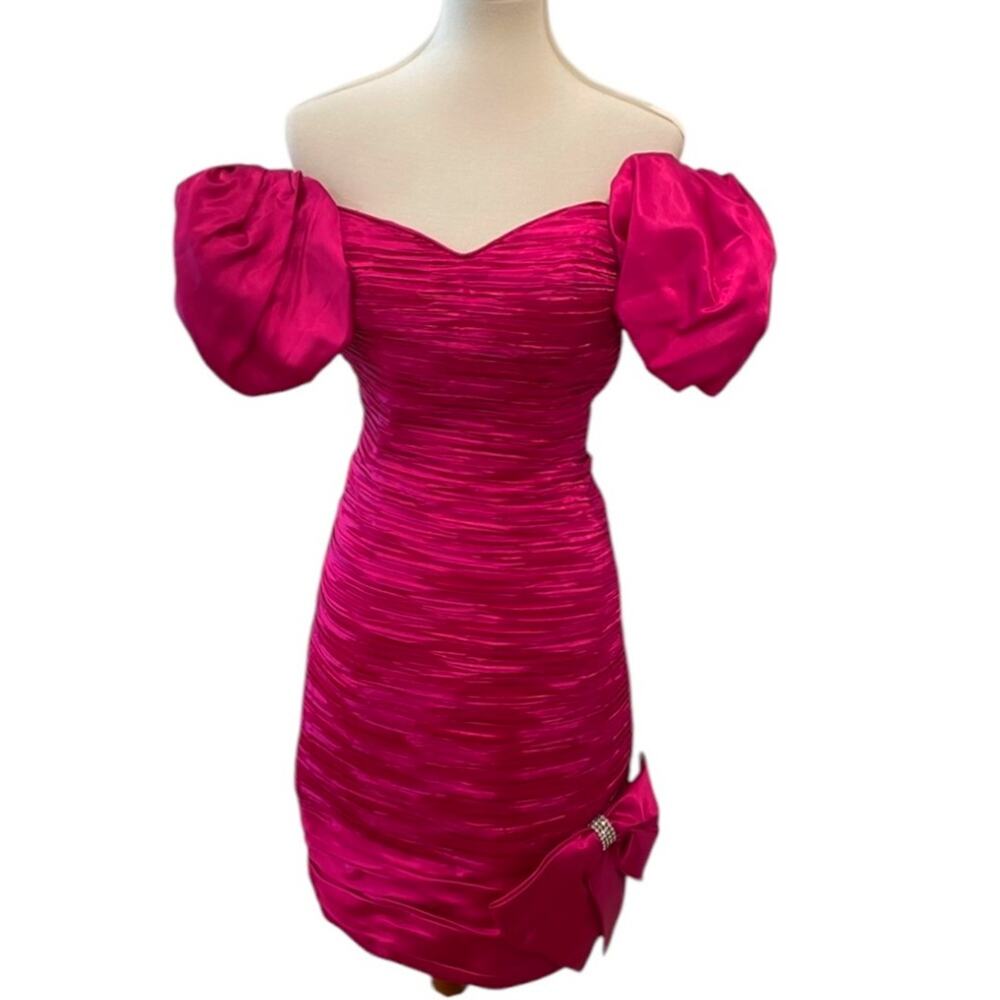 Vintage Formal Dress XS Cocktail Party Homecoming Jewel Occasion Pink 80s Glam